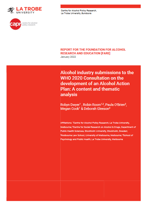 Thumbnail for Alcohol industry submissions to the WHO 2020 Consultation on thedevelopment of an Alcohol Action Plan: A content and thematic analysis