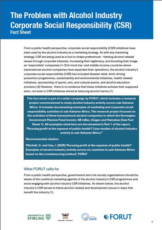 Thumbnail for Fact Sheet: The Problem with Alcohol Industry Corporate Social Responsibility (CSR)