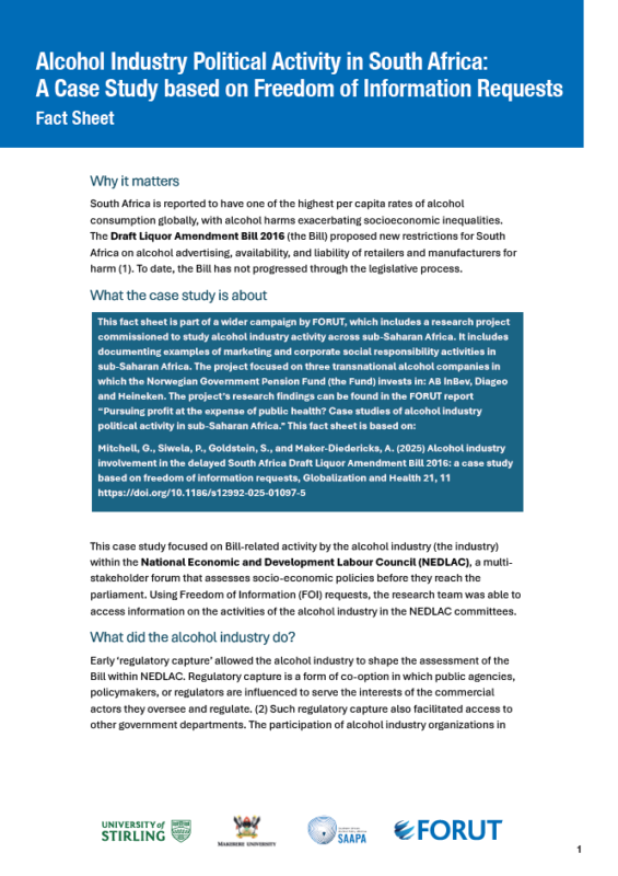 Thumbnail for Fact Sheet: Alcohol Industry Political Activity in South Africa