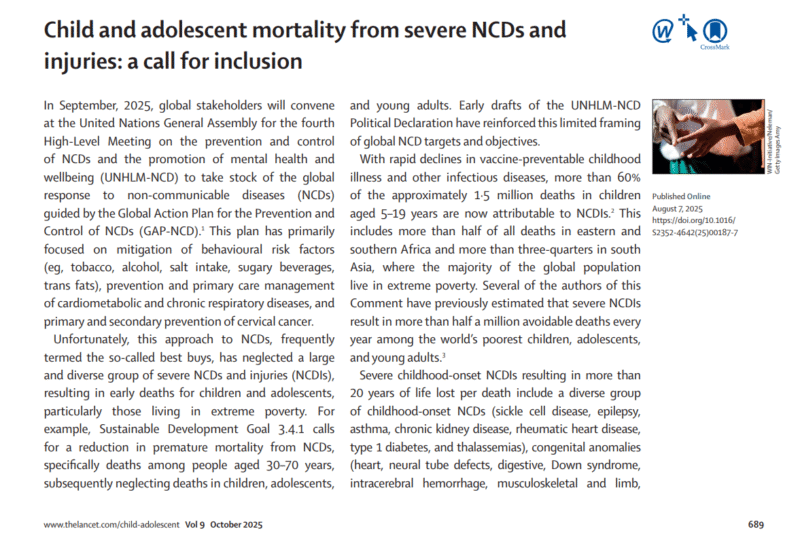 Thumbnail for Child and adolescent mortality from severe NCDs and injuries: a call for inclusion