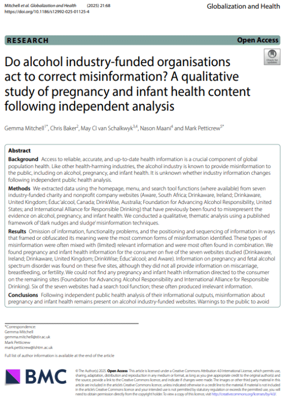 Thumbnail for Do alcohol industry-funded organisations act to correct misinformation?
